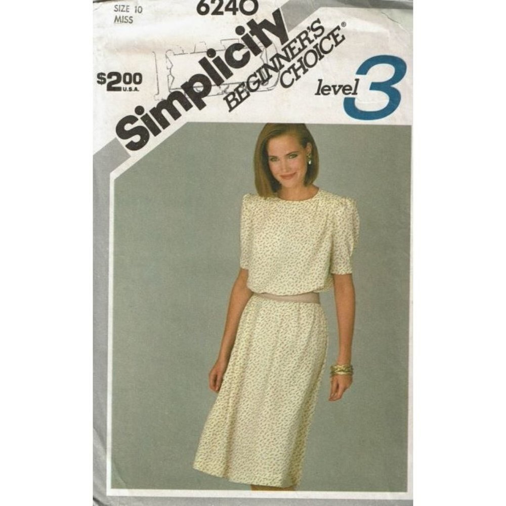 Simplicity Sewing Pattern 6240 Dress Misses Size 10 UNCUT